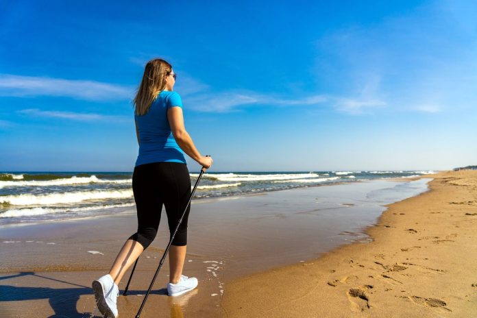 marche nordique à la plage